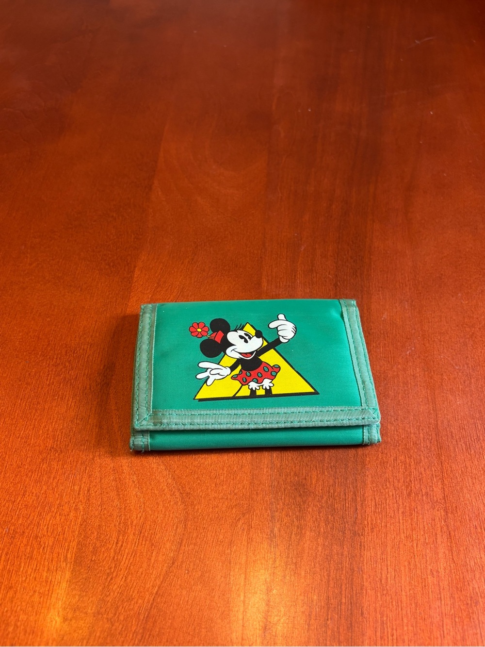 Green Trifold Wallet with Minnie Mouse Graphic Vintage Wallet